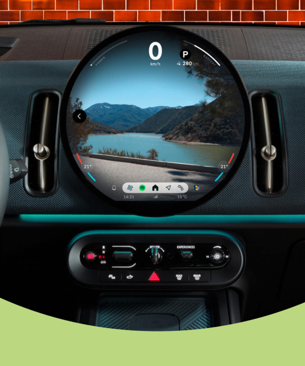 Interior close up view of MINI Countryman dashboard screen