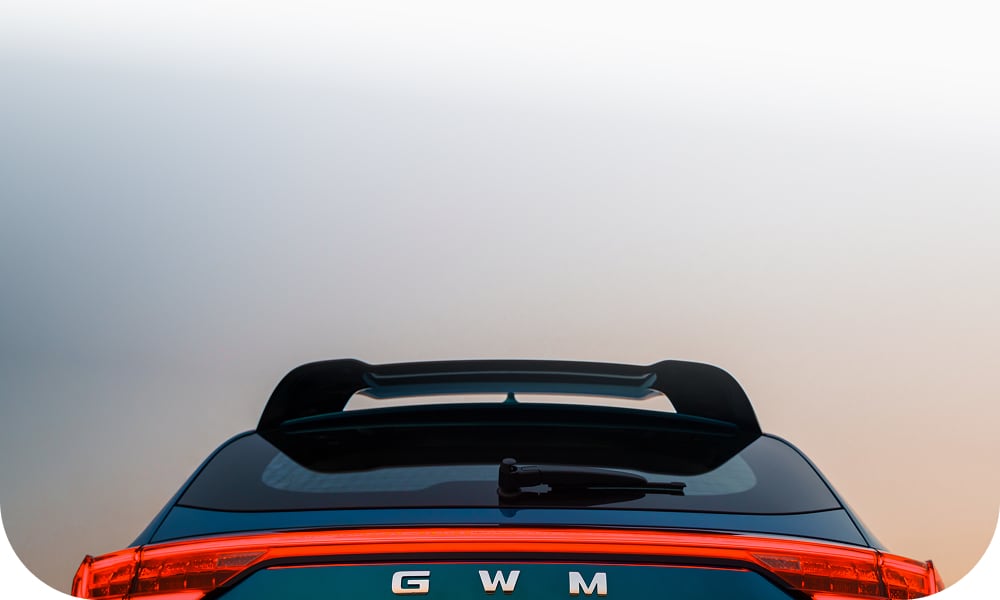 Rear view of GWM vehicle and logo